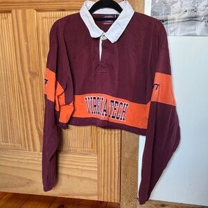Virginia Tech Maroon and Orange Cropped Polo